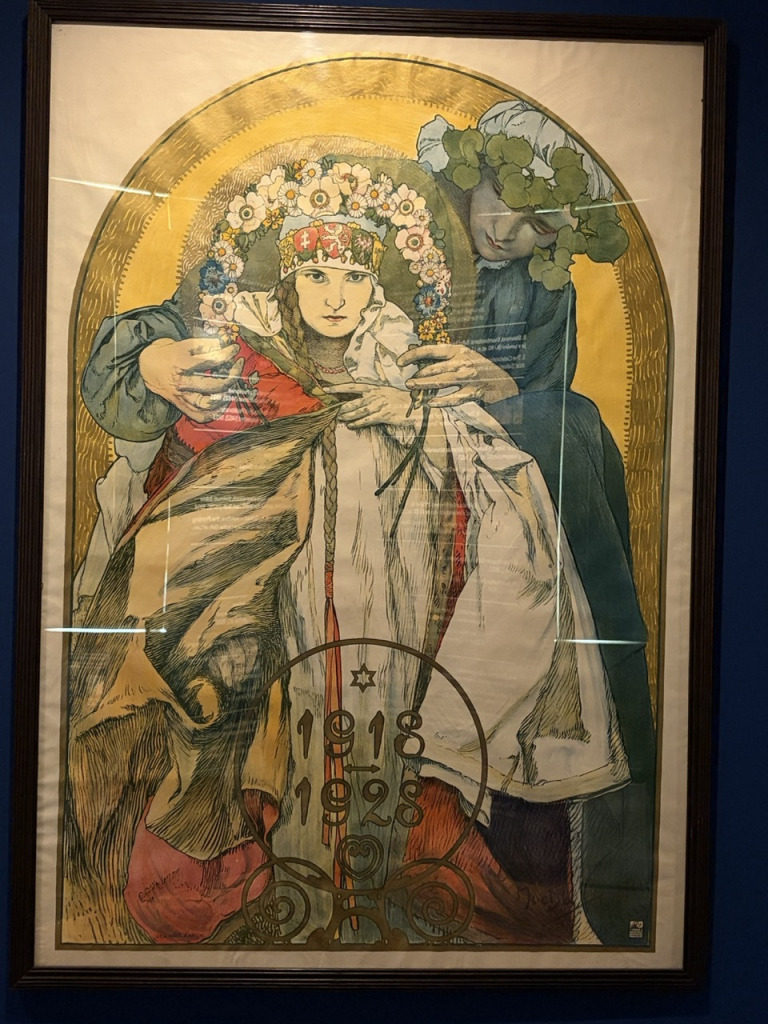 Étude pour l'Épopée slave d'Alfons Mucha, femme couronne végétale